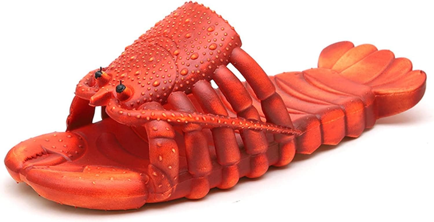 JOYEAR Lobster Flip Flops,Lobster Slipper,Lobster Fish Flops,Lobster Pool Beach Shower Shoes Deep Red