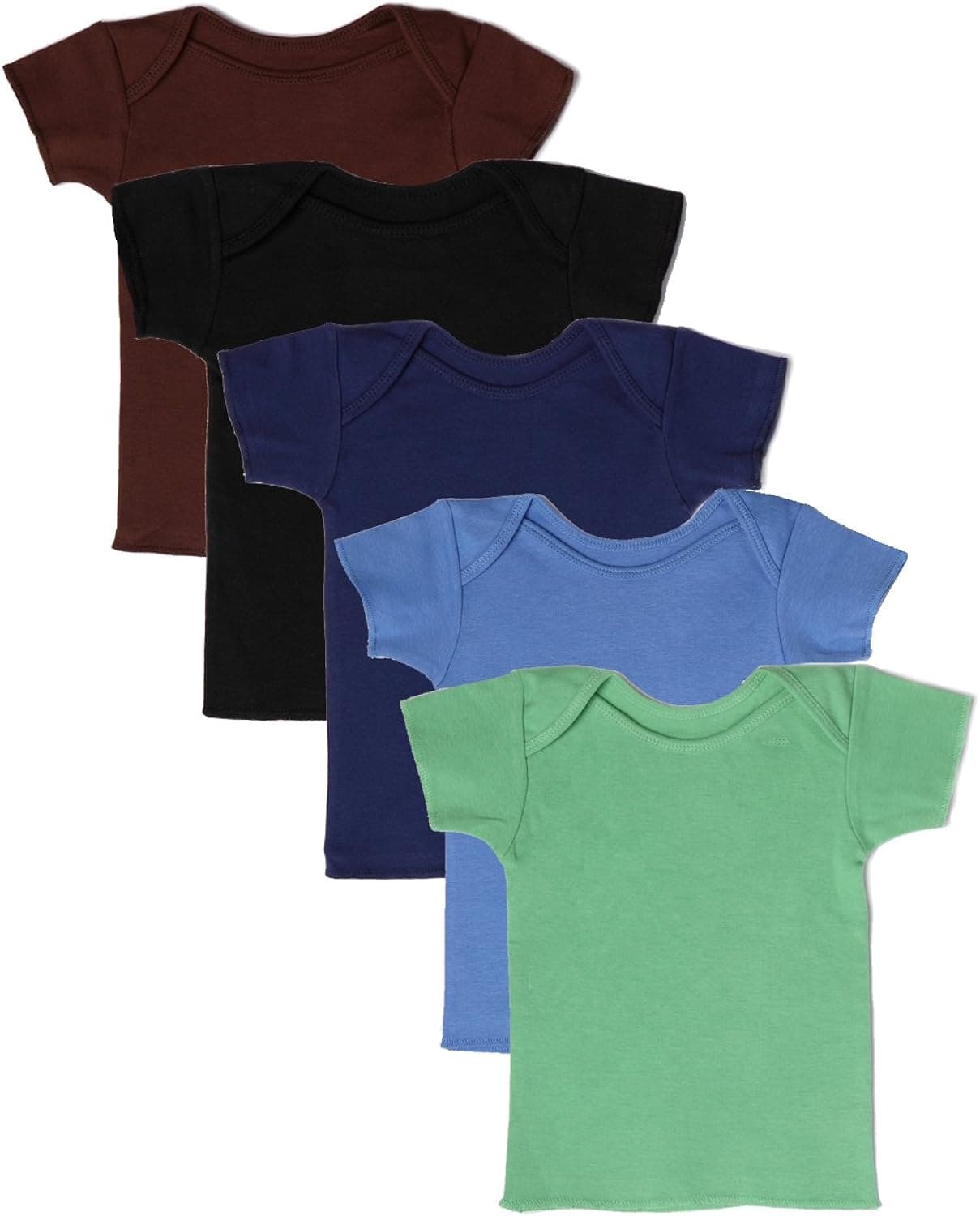 Best of Chums Baby Infant Short Sleeve Lap Shoulder Tee Multi Color Pack of 5 100% Cotton