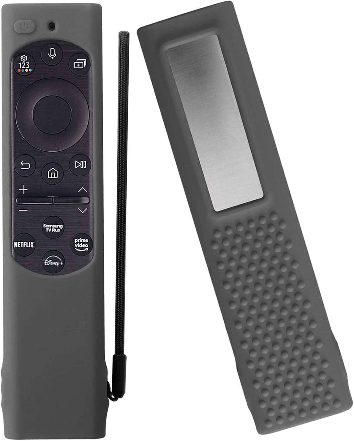 Compatible with Samsung Smart TV Remote 2022 BN59 Remote with Solar Panels Silicone Cover, Anti-Fall Shockproof Silicone Protective case with Lanyard(Dark Gray)