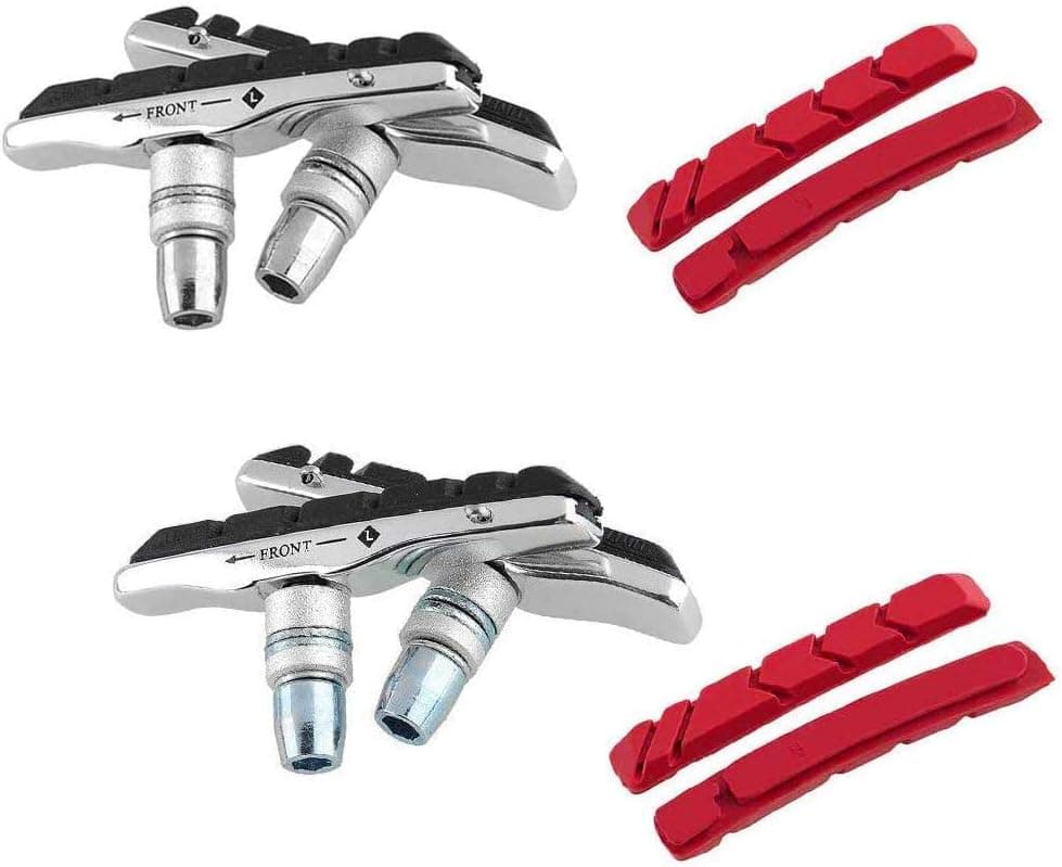 Eyech 2 Pair Bike Brake Pads Set Bicycle V-Brake Blocks with 4 Replacement Pads Hex Nuts and Shims Included for MTB Road Mountain Bicycle-70mm