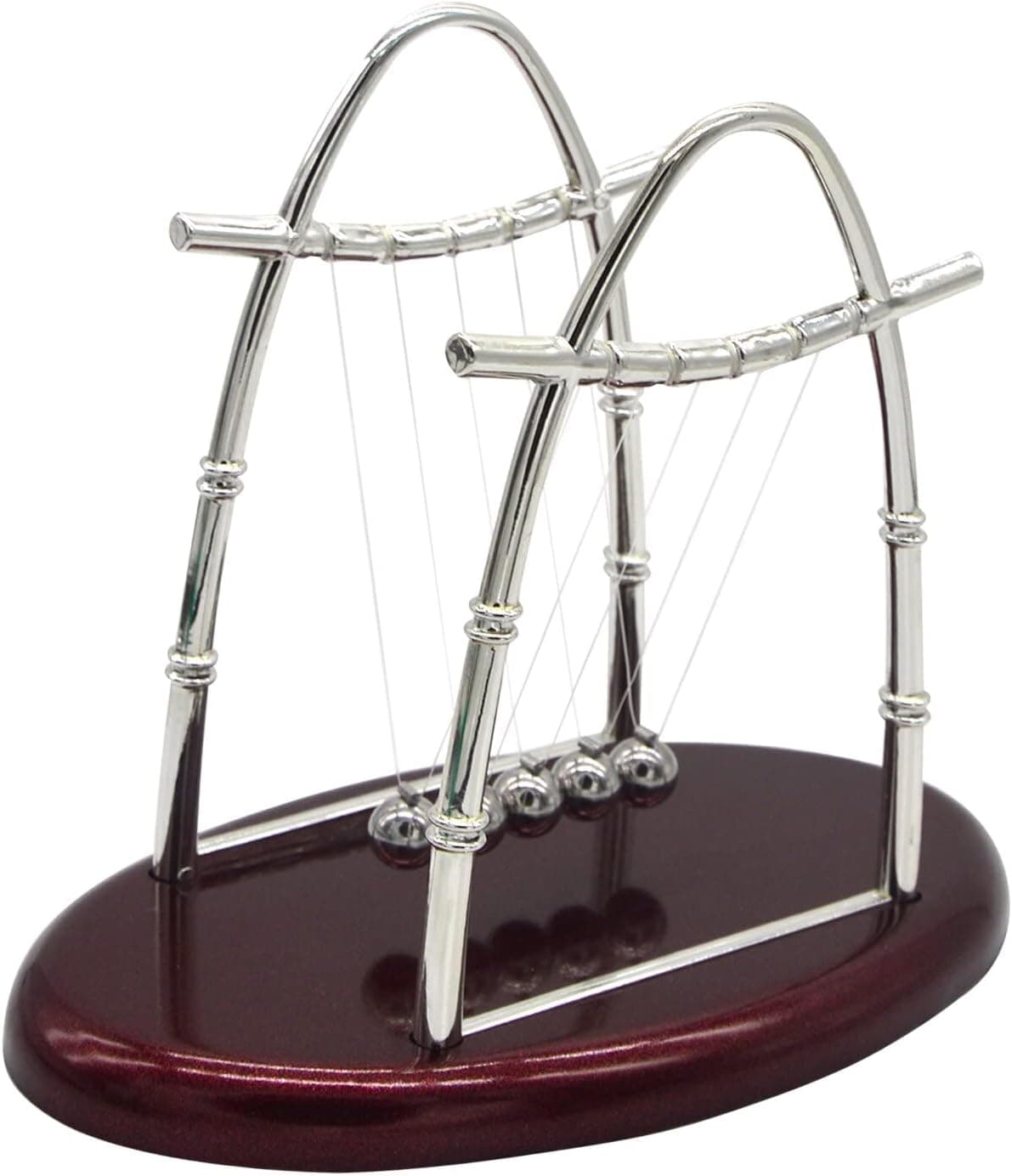 Newton's Cradle,izBuy Stylish Metal Craft Classic Balance Balls Psychology Puzzle Desk Toy,Fun Accessory,7 inch,5 Steel Ball System,Plastic Base,Silver Brown