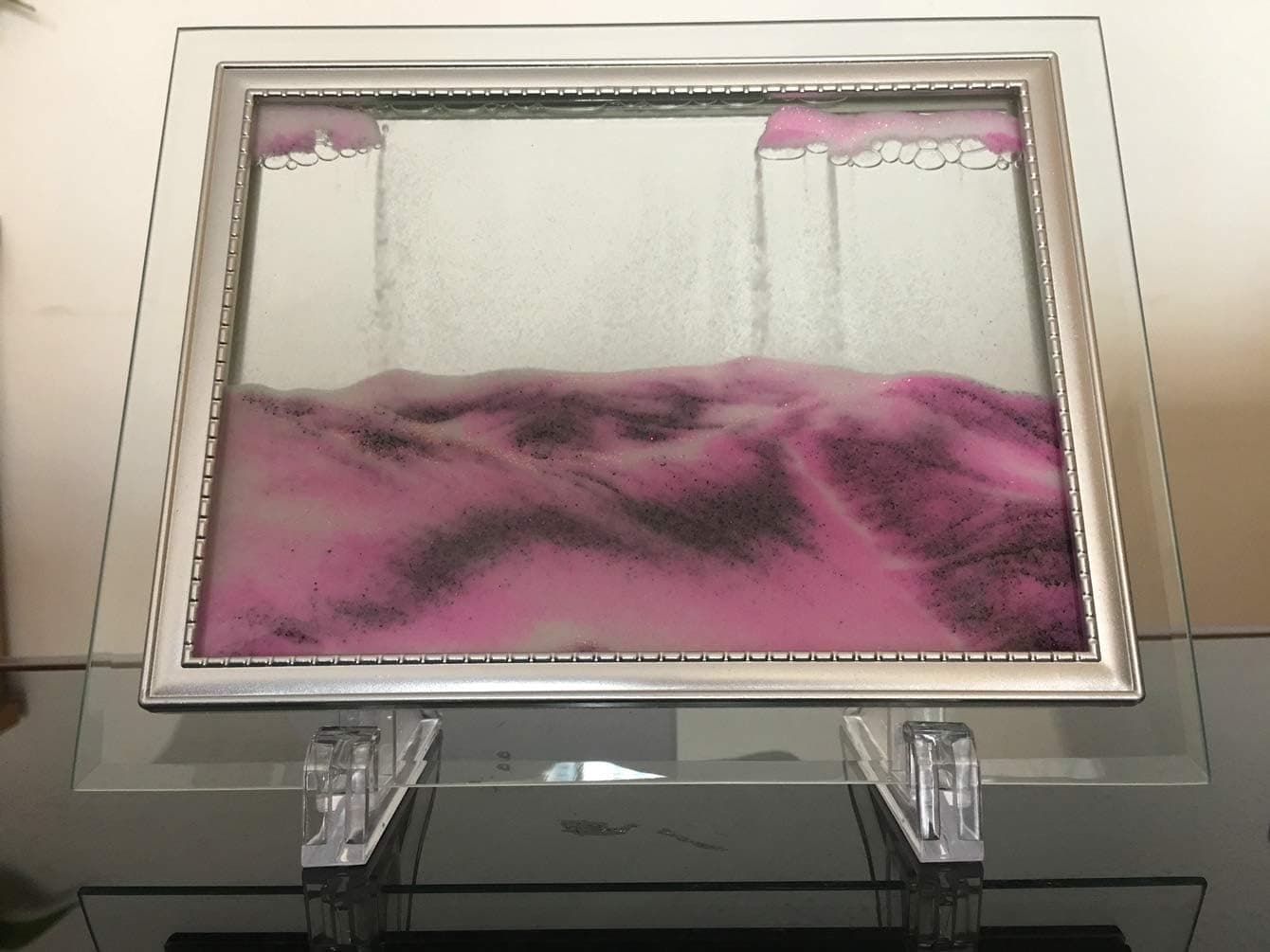Yuanlar Deep Sea Moving Sand Art Picture Sandscapes in Motion Office Desktop Art Decor Toys (Pink, 7''x8.7'')