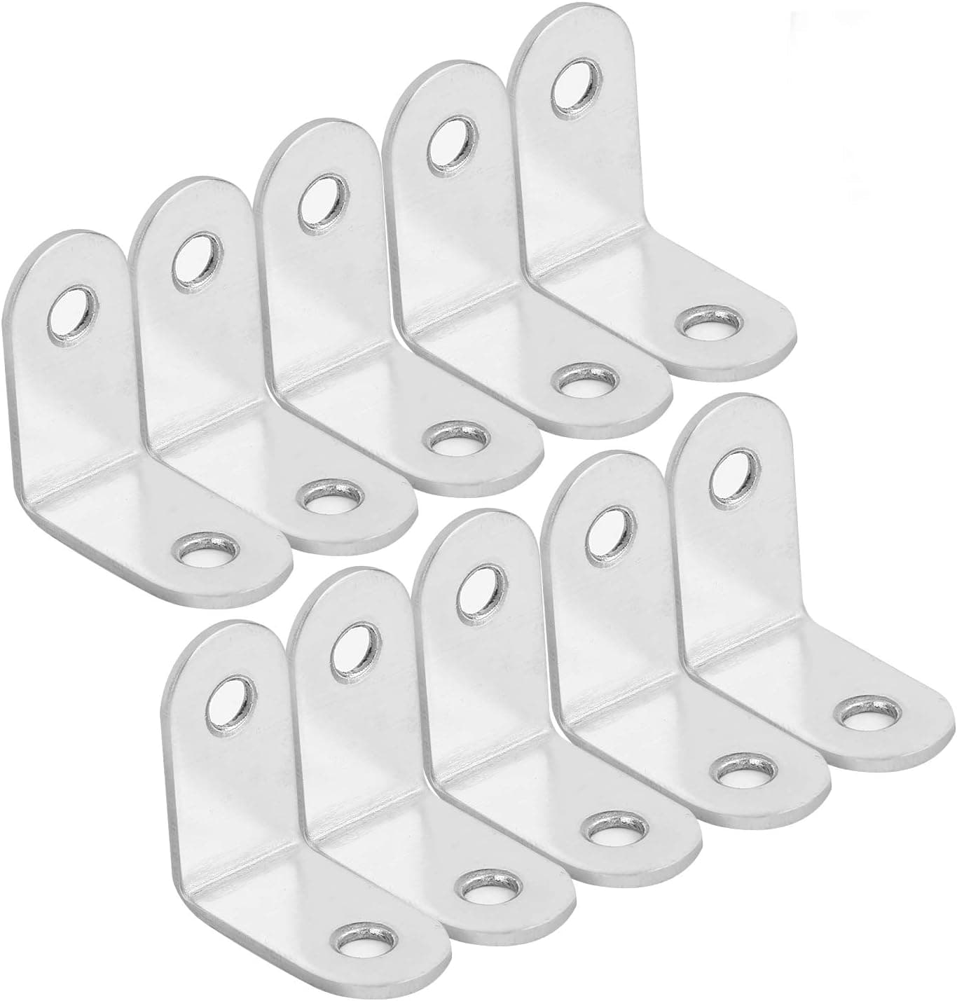 KINJOEK 50 Packs Stainless Steel Heavy Duty 90 Degree L Shaped Bracket 30 x 30 x 16mm Corner Brace Shelf Joint Right Angle Support Fastener for Wood, Shelves, Furniture,Cabinet, 1.18x1.18x0.63 Inch
