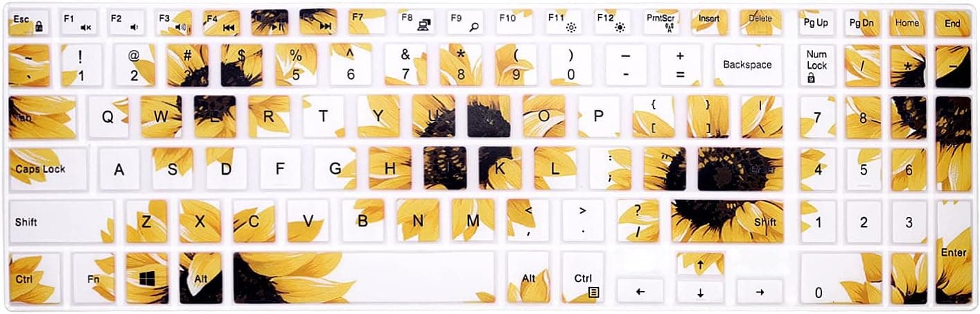 WYGCH Silicone Keyboard Cover Skin for Dell Inspiron 15 3000 5000 Series/New Inspiron 17 3000 Series/Inspiron 17 7786 /G3 15 17 Series/New G5 15 Series/for Dell G7 15 17 Series-Sun Flower