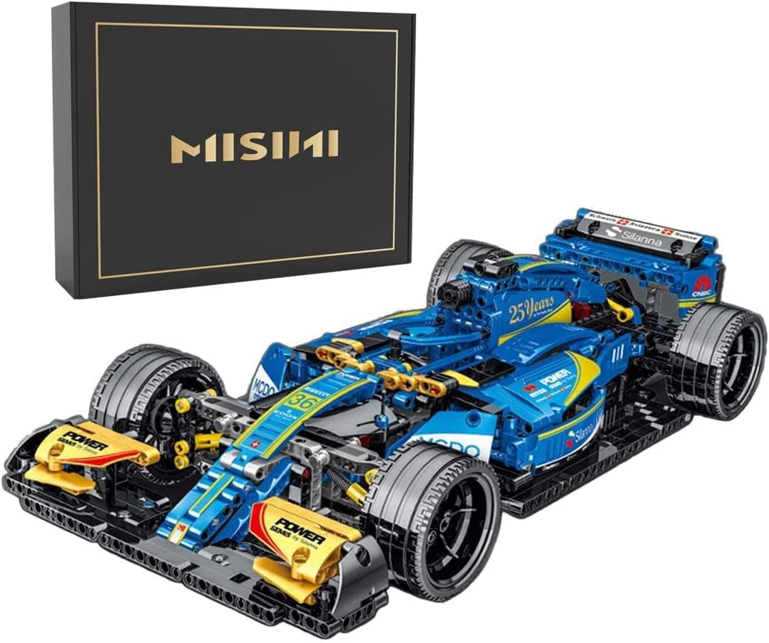 MISINI 1100PCS Technik Building Blocks Racing Car F11 Model ,1:10 MOC Creative Building Block Sports car, Compatible with Lego Technology (Blue)