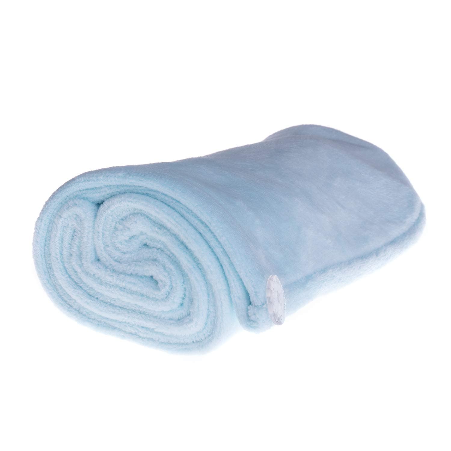 Oxytopia Anti-Frizz Microfiber Towel for Curly & Delicate Hair| Super Absorbent Turban Towel Wraps with Buttons| Friendly Design, Plush Texture, Soft & Comfy (1 piece pack, light blue)