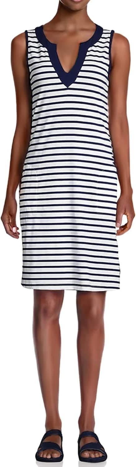 Lands' End Women's Cotton Jersey Sleeveless Swim Cover-up Dress