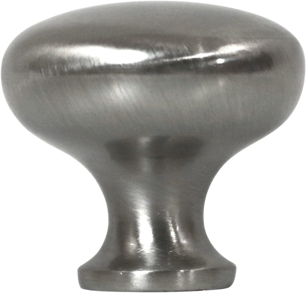 Designer’s Edge Cabinet Hardware 1 1/8 Inch Zinc Knobs With Satin Nickel Finish, 25 Pack