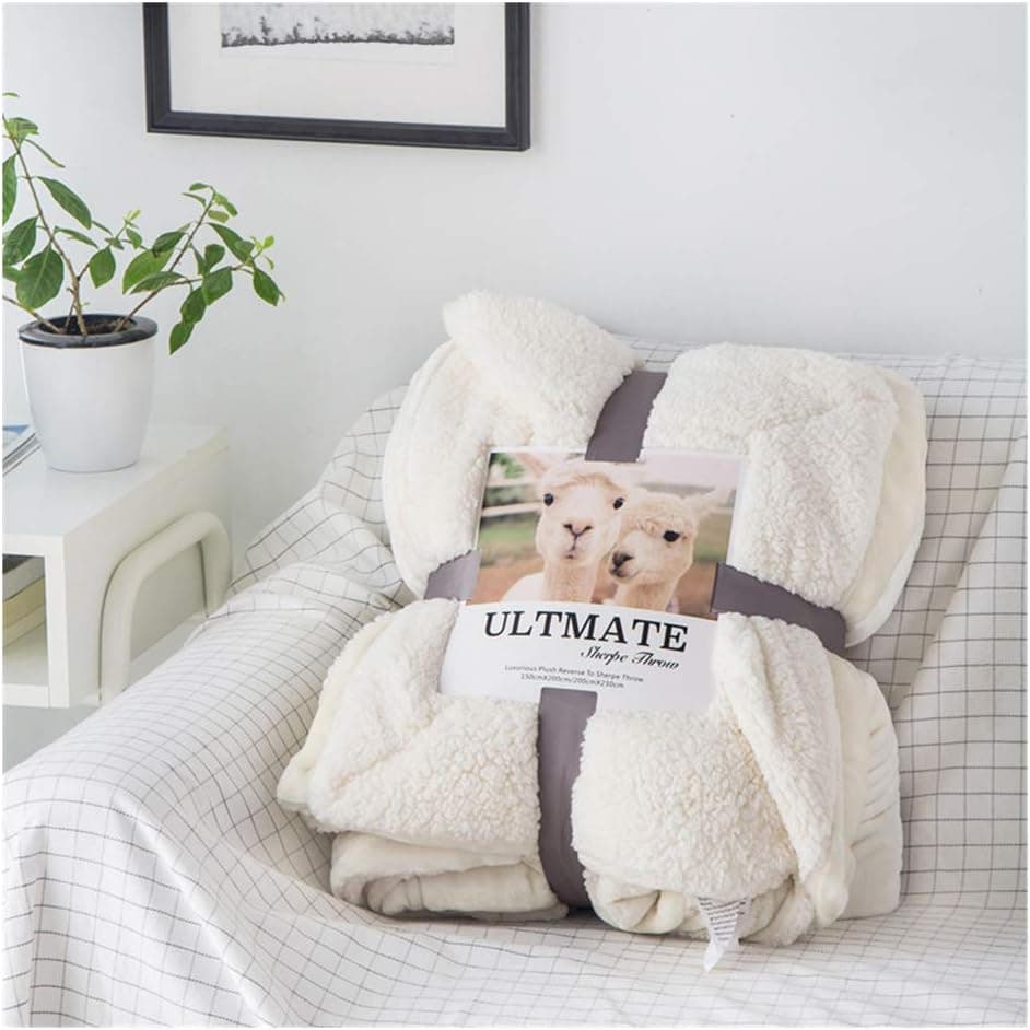 Pure Color Lamb Velvet Blanket, Sofa Fleece Blanket, Autumn and Winter Blanket, Pearl White Nap Air-Conditioning Blanket (Pearl White,120x100cm)