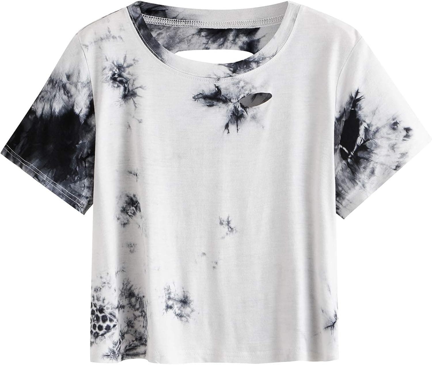 SweatyRocks Women's Summer Short Sleeve T Shirts Distressed Ripped Crop Tops
