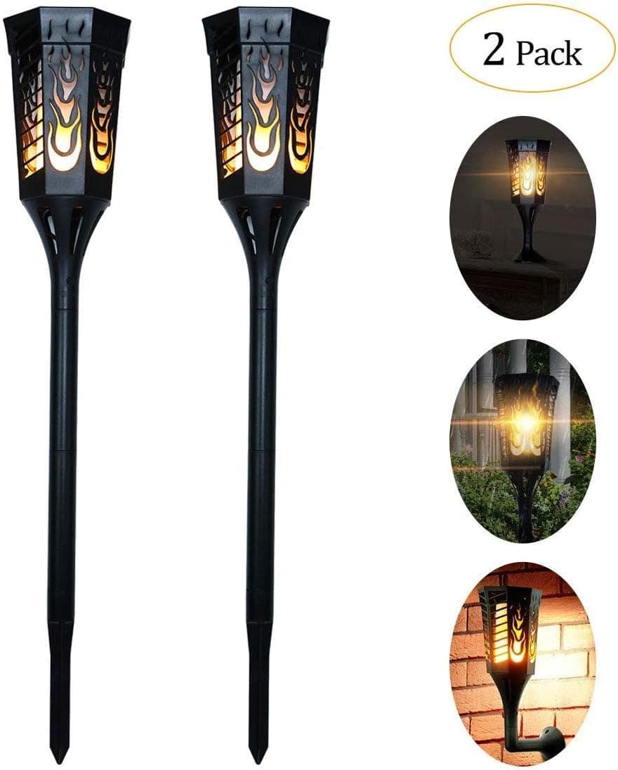 Ideapro Solar Lights, [Upgraded 2018] 3 in 1 Torch 96 LED Solar Powered Flickering Flames Landscape Decoration Lighting Multipurpose Outdoor and Indoor for Garden Patio Yard Desk Lamp (2 Pack)