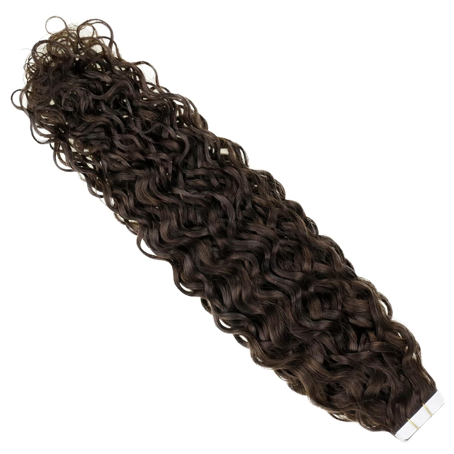Easyouth Curly Tape in Extensions 20 Inch Tape in Hair Extensions Darkest Brown Natural Wave Tape ins Real Remy Hair Invisible Tape in Extensions for Woman 50g 20 Pieces