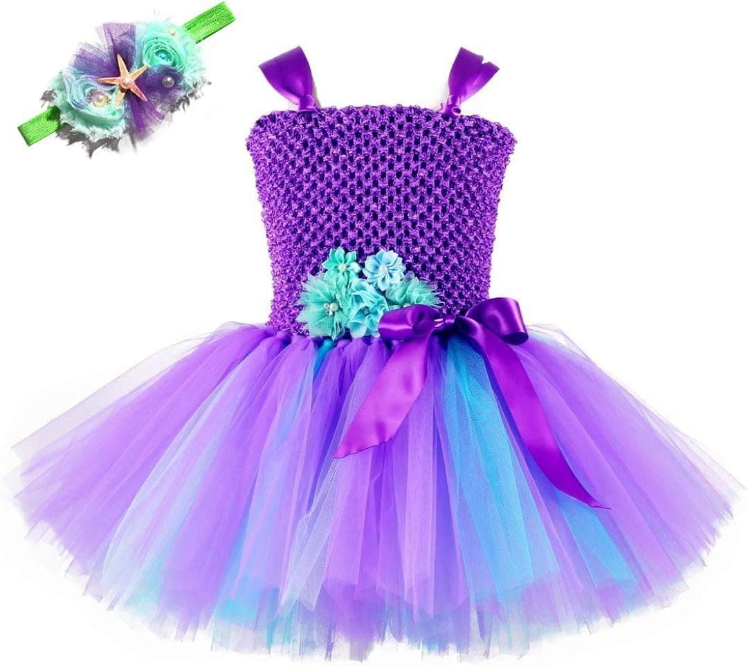 Tutu Dreams Mermaid Dress for Girls 1-12Y with Headband Birthday Halloween Party…