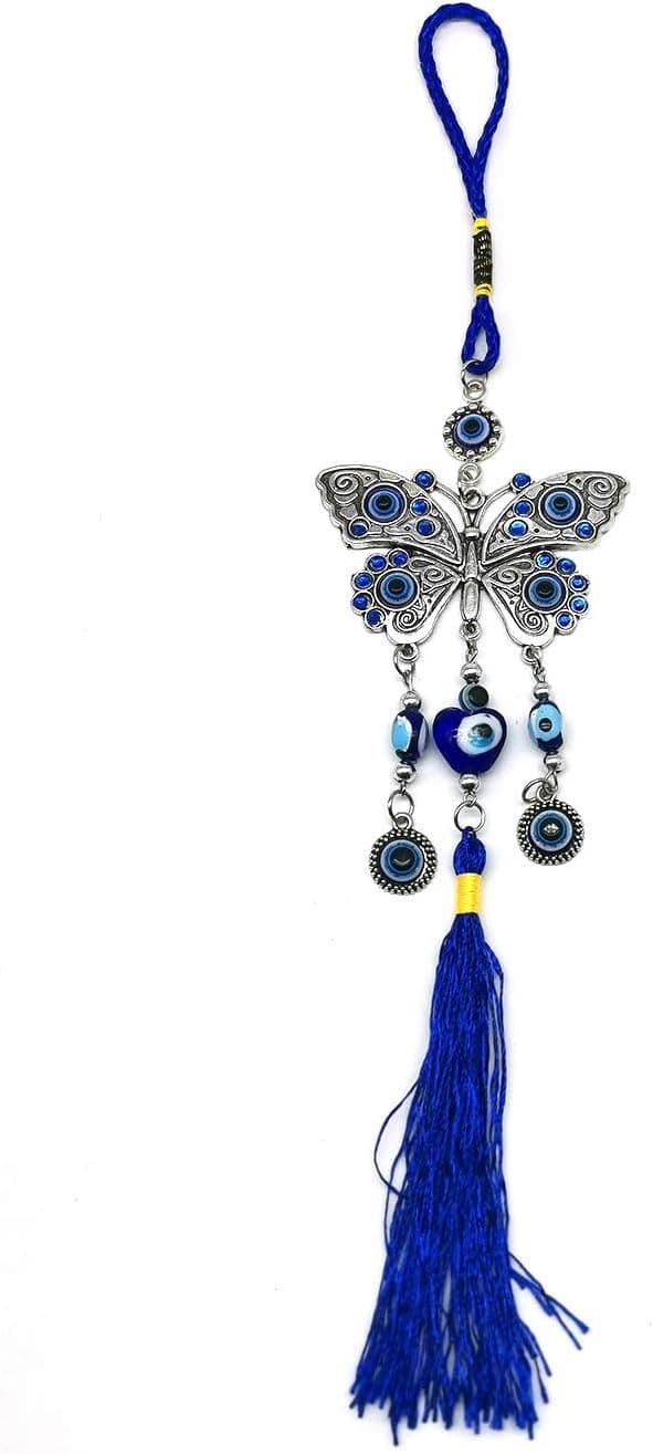 Blue Evil Eye Butterfly Tassel Car Home Hanging Accessories Decoration Lucky Amulet Wall Hanging Decor Pendant