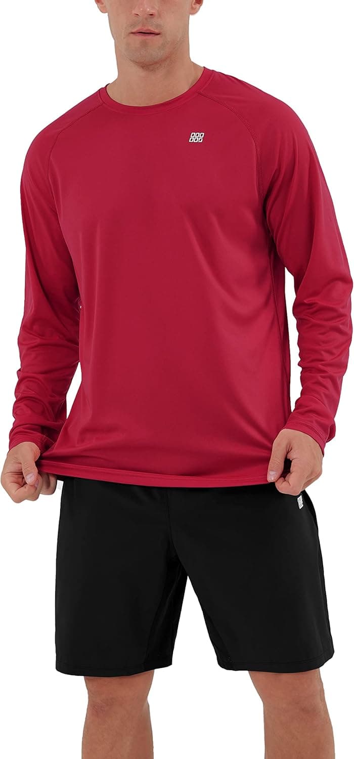 ODODOS Men's Classic Fit Long and Short Sleeve T-Shirts UPF 50+ Sun Protection SPF Athletic Tee Hiking Fishing Workout Tops