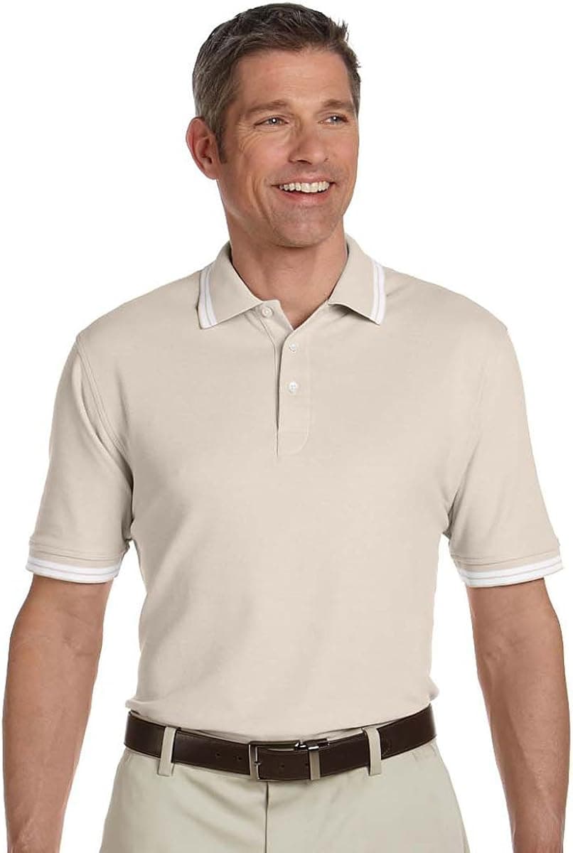 Chestnut Hill Men's Short Sleeve Tipped Performance Plus Pique Polo Shirt CH113