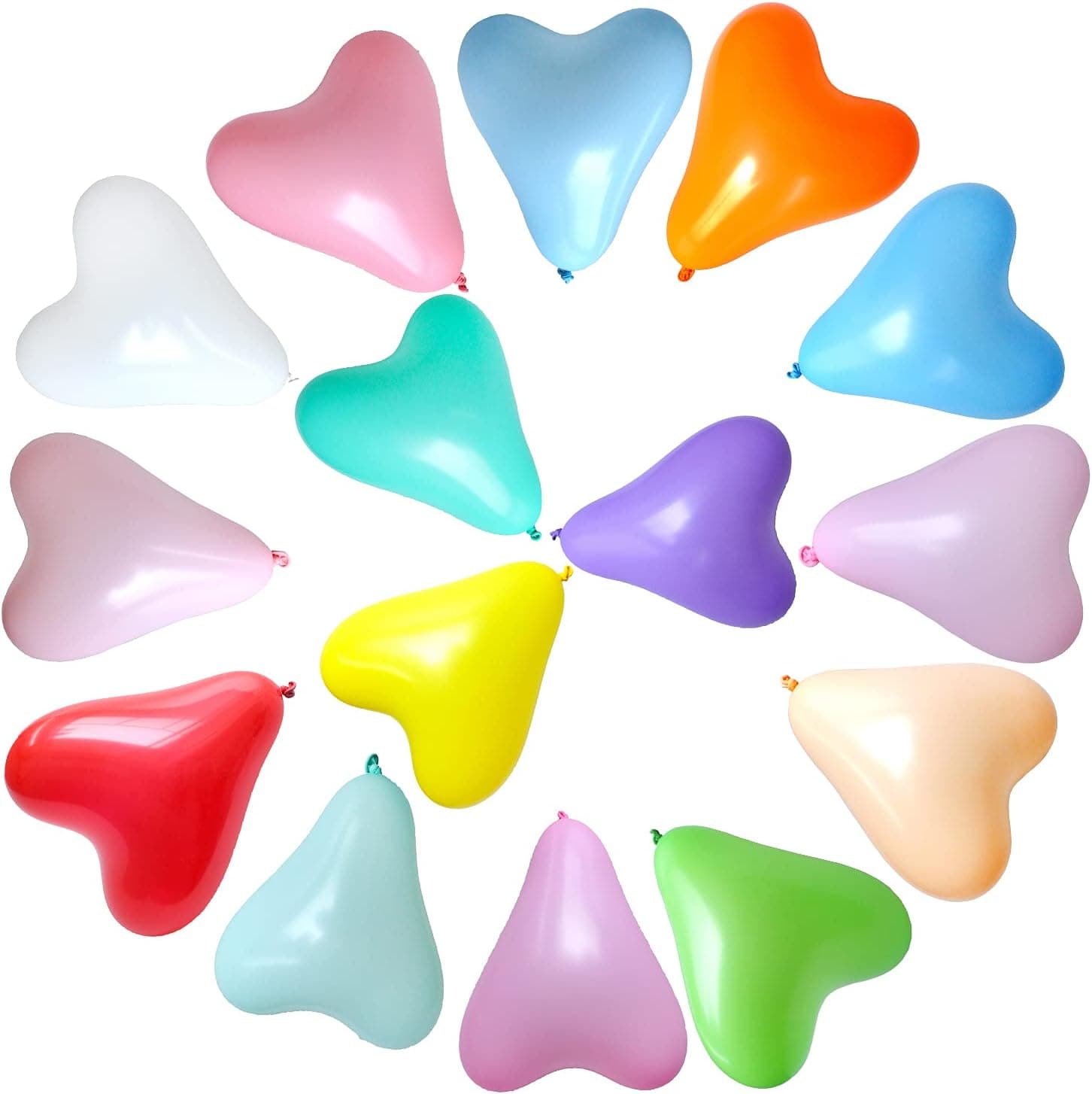 Chailert Balloon: 12 inch Heart Shape Latex Balloon for Party Decoration, 100 pieces (12 Inch, Assorted Color)