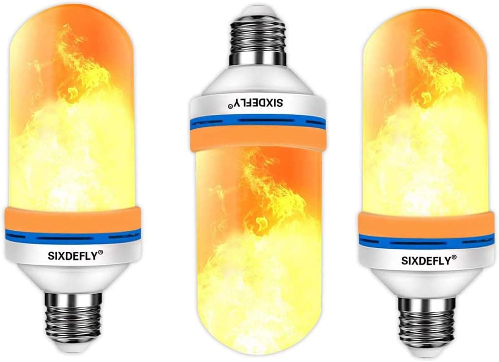 SIXDEFLY 3-Pack LED Fire Bulbs E26 4 Modes with Upside Down Effect Simulated Decorative Atmosphere Lighting Vintage Flaming Lamp for for Holiday Hotel/Bar/Party/Home, (Pack of 3)
