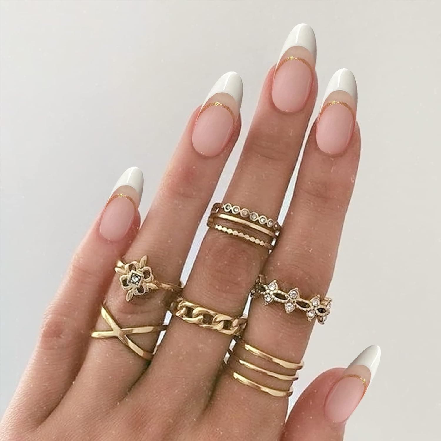 QINGGE French Tip Press on Nails Long Glossy Coffin Fake Nails Graffiti Full Cover Glue on Nails Colorful Acrylic Nails Tips Summer False Nails with Design Artificial Stick on Nails for Women 24Pcs