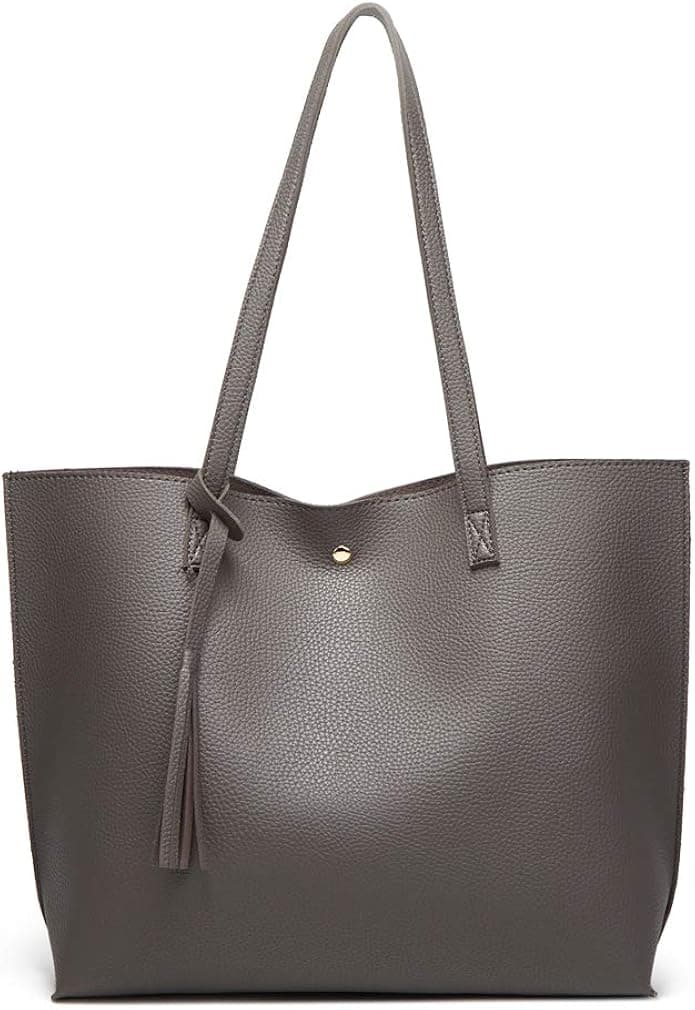Women's Soft Faux Leather Tote Shoulder Bag from Dreubea, Big Capacity Tassel Handbag