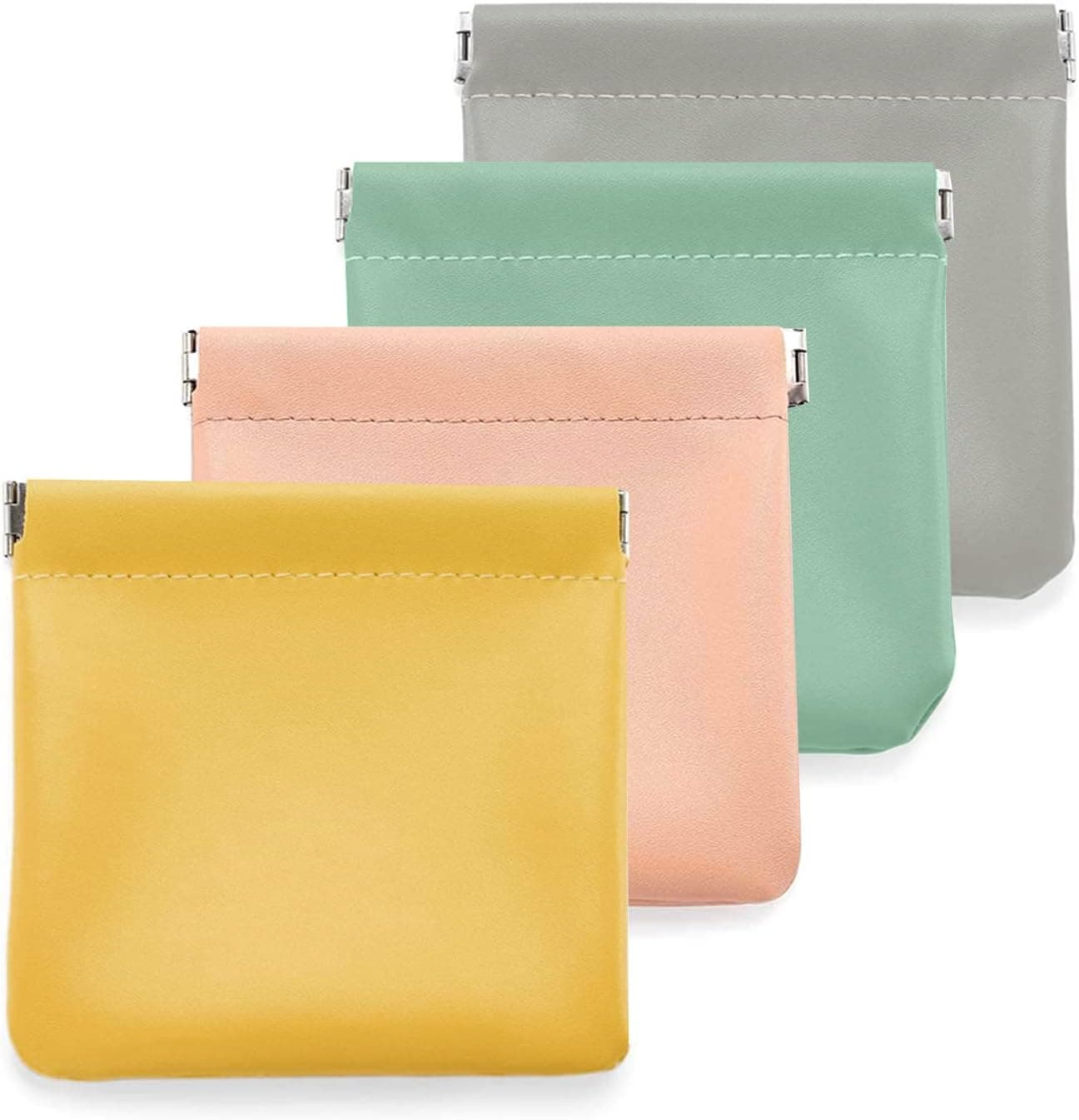 4Pcs Glorihoby Pocket Cosmetic Bag Squeeze Top, Portable No Zipper Self-Closing Makeup Bag, Mini Multifunctional Waterproof Small Travel Storage Pouch Storage for Cosmetics and Jewelry