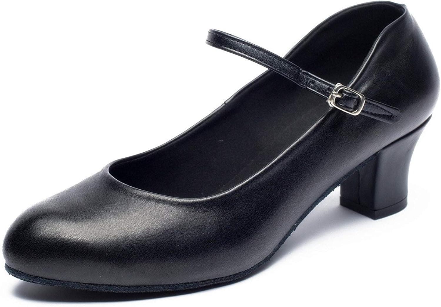 Joocare Womens Practice Beginner Latin Tango Ballroom Character Dance Shoes Wedding Party Pump Shoes (11, Black)