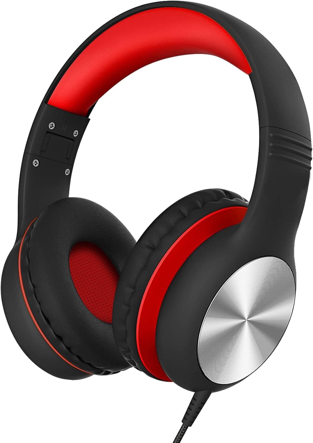 MP Tele CA Kids Headphones Over Ear with Microphone for School, Wired Headsets with Volume Limited 94dB for Teens Girls Boys, HD Stereo Sound with Sharing Function, for PC Cellphone iPad Tablet (Red)