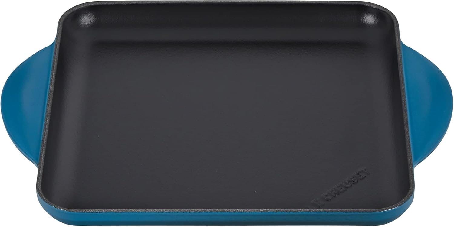 Le Creuset Enamaled Cast Iron Square Griddle, 9.5", Deep Teal