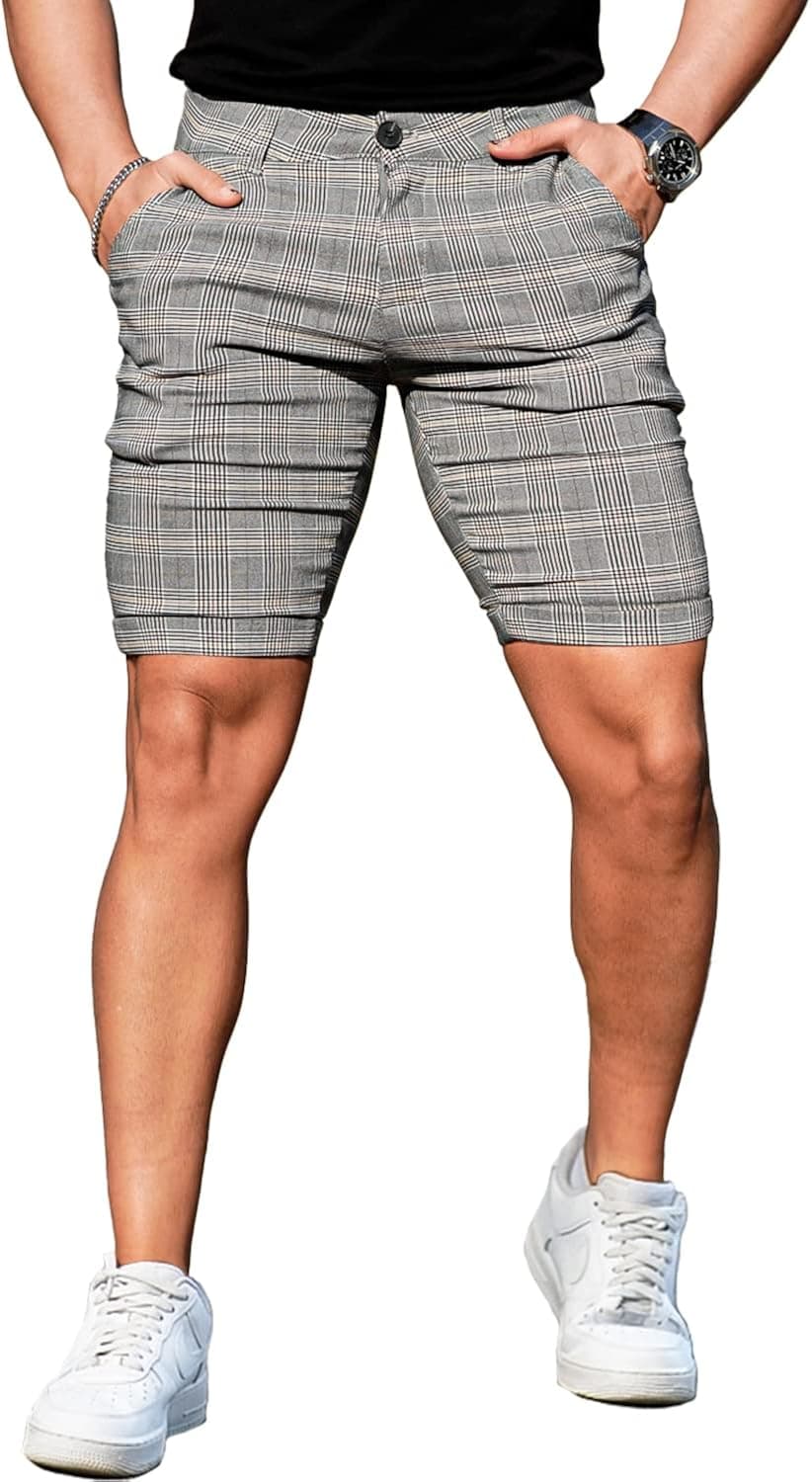 GINGTTO Mens Slim Fit Shorts 9" Inseam Stretch Chino Short Pants