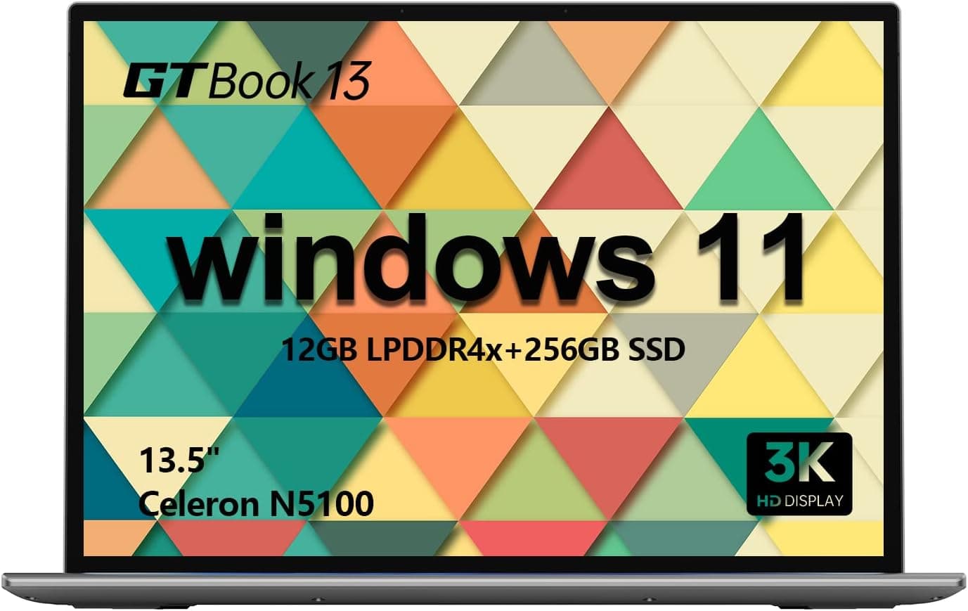 ALLDOCUBE Laptop Computers with Windows 11 GT Book 13, Intel Celeron N5100, Quad Core, Laptop 12GB Ram 256GB SSD, 13.5" 3K Display 3000x2000, 2.4G+5G WiFi, Bluetooth, Type C, HDMI, Full Metal, Gray