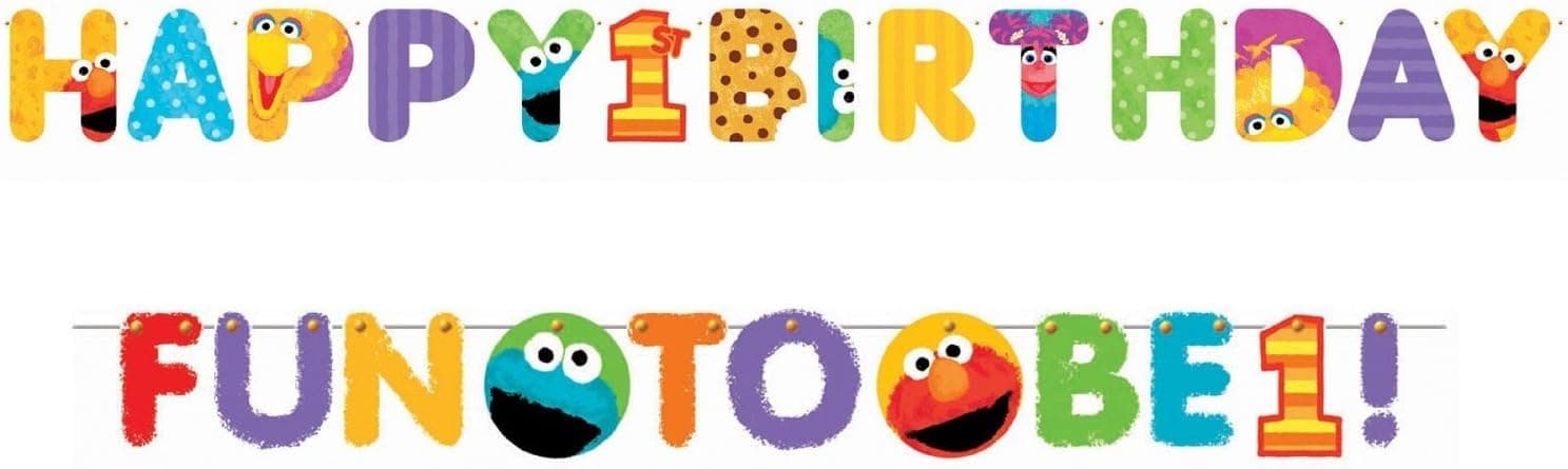 amscan Bright Sesame Street 1st Birthday Jumbo Letter Banner Kit, Multicolor