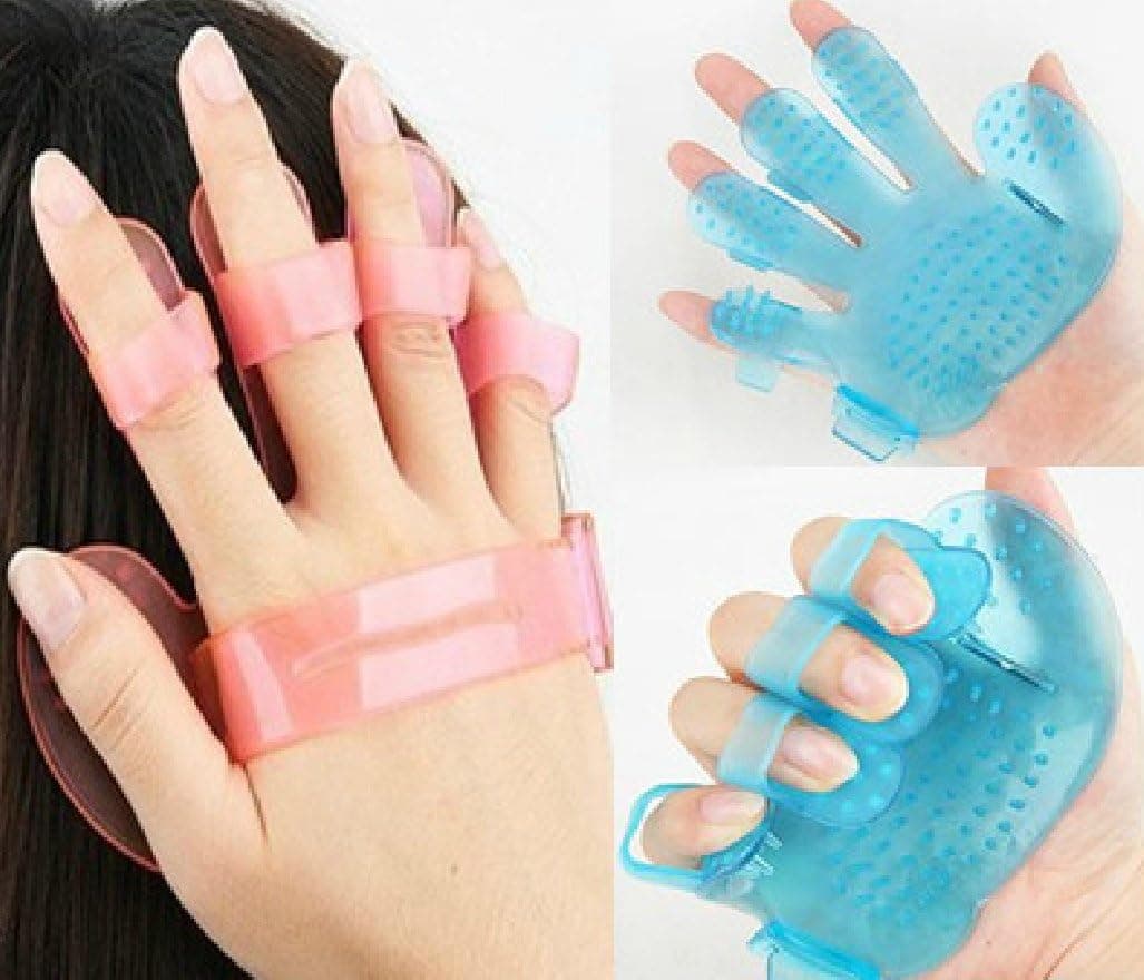 Plam Shape Hair Shampoo Head Scalp Body Massage Massager Brush Comb Bath Relax Cleaning Bathroom Bathing Tools 1 PC [Random Color]