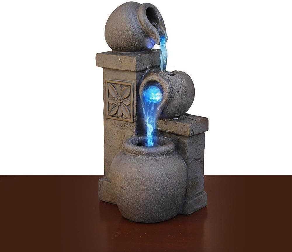 Newport coast collection Color Changing LED Fountain Rustic Vase Tabletop Waterfall Desk Flowing Water