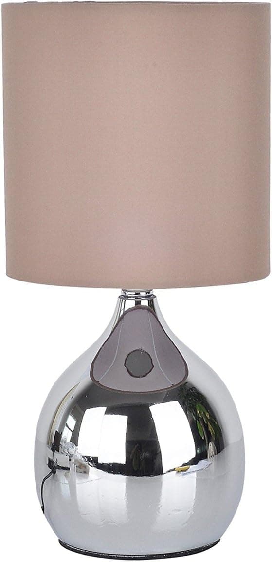 Mini Touch Lamp 4 Stage Control Table Nightstand Bedside Lamps Stone Color Fabric Shades W15H30CM Modern Chrome Small Table Desk Reading Light