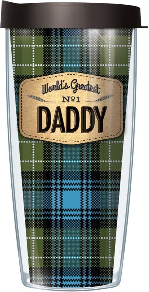 World's Greatest Daddy On Blue Flannel 16 Oz Signature Tumbler with Black Lid