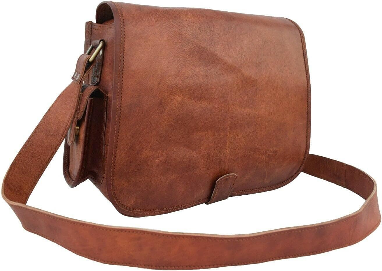 Genuine Leather DSLR Camera Bag Messenger Sling Handbag Fit DSLR with 2 Lenses for Canon Sony Nikon Canon Olympus and So On, 11-CAMGFF, Brown, Small