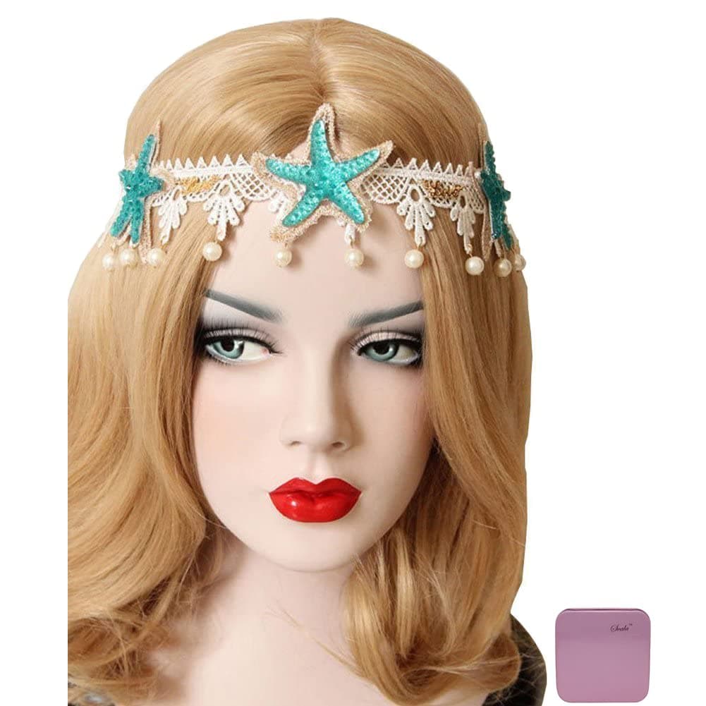 Scala Mermaid Sea Star Starfish Hairbands Mermaid Hair Accessories Headband Mermaid Costume Jellyfish Hairpin Seashell Headband Pink Starfish Headband (Starfish Headband)