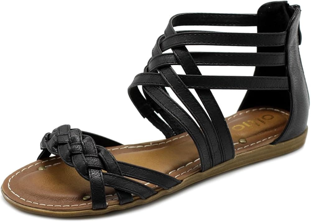 Ollio Women's Shoe Gladiator Strappy Zip Closure Multi Color Sandal