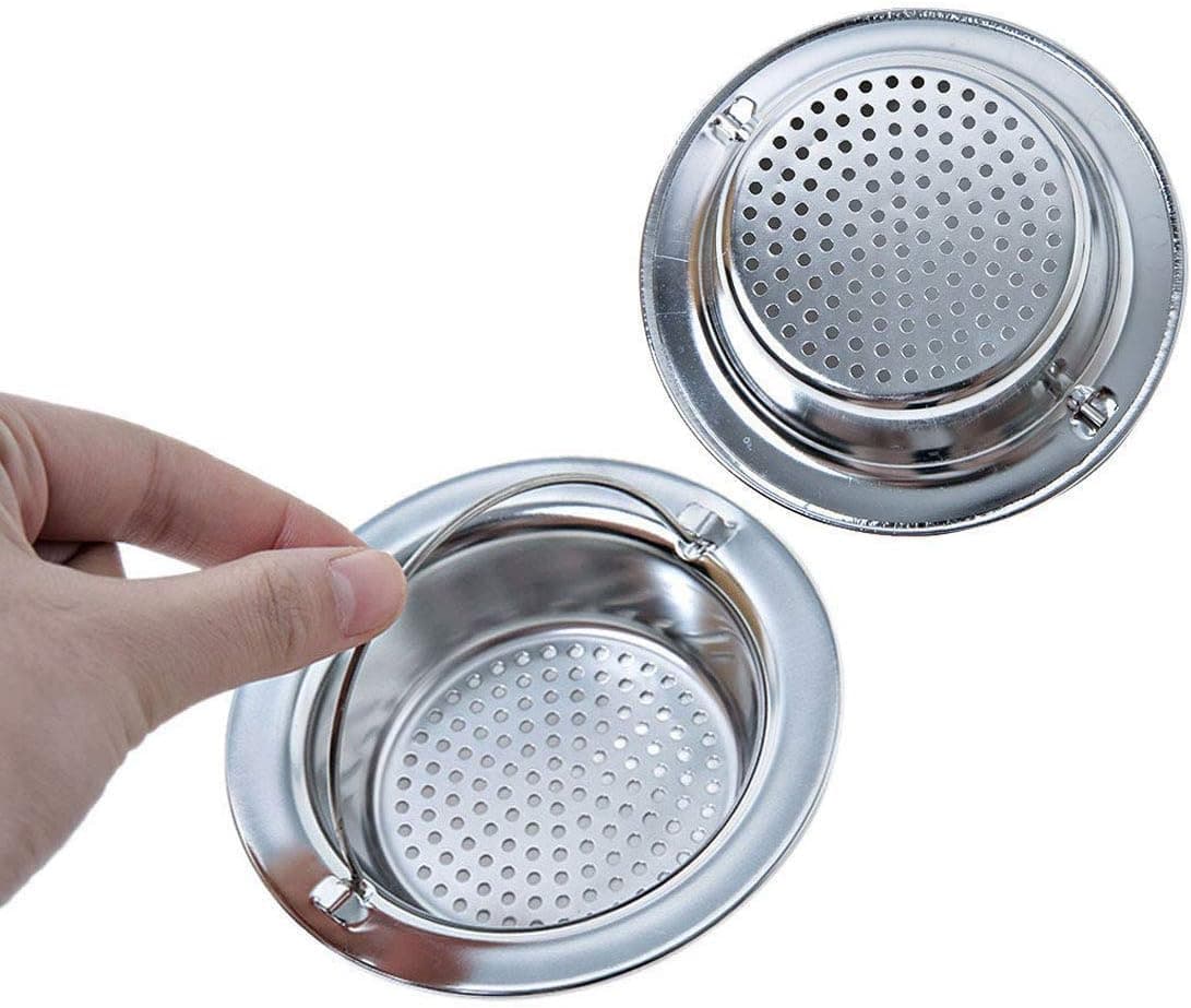 Kitchen Sink Strainer,Stainless Steel Drain Cover,Hand-held Sink Drain Strainer Basket,Large Wide 4.33" Diameter Rim By Chuanyue,2-Piece
