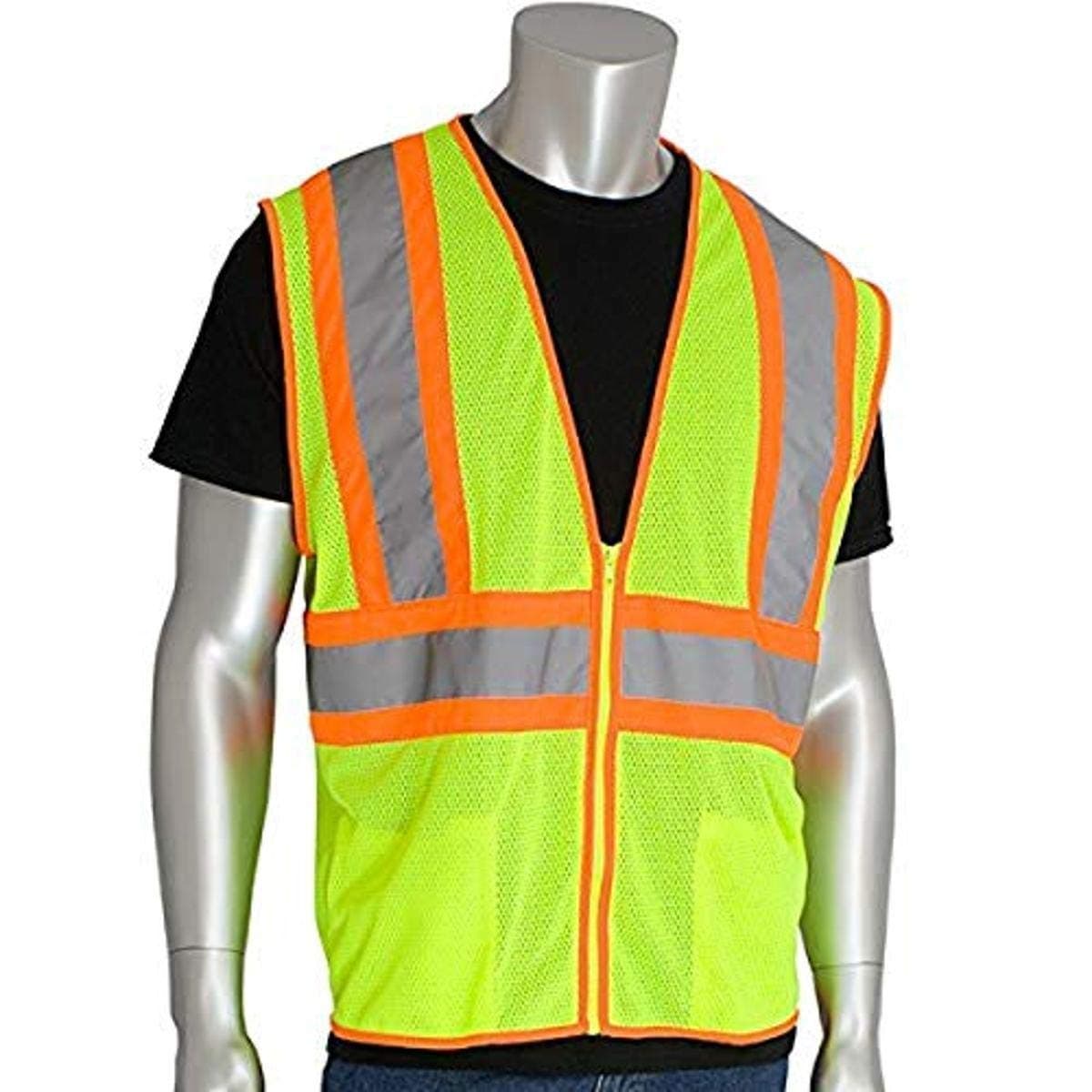 Worktex Safety Economy Class 2 Two-Tone Mesh Safety Vest, Yellow/Lime, Size XXXL.