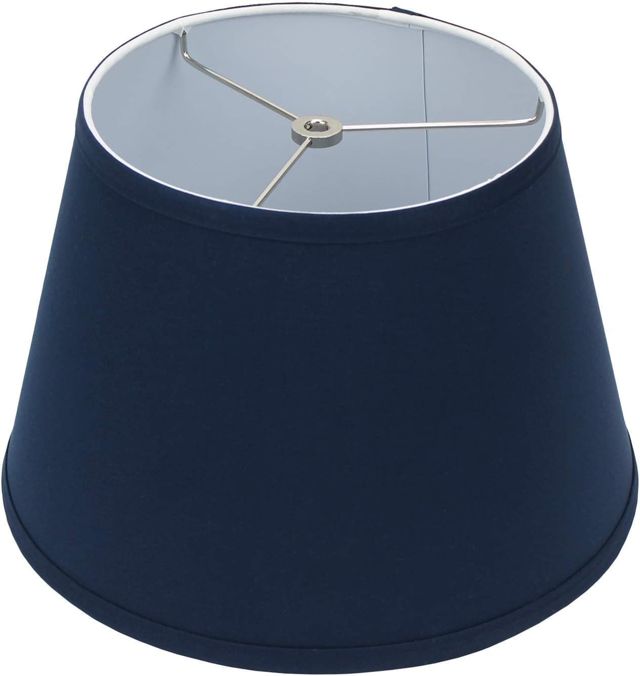 FenchelShades.com Lampshade 9" Top Diameter x 13" Bottom Diameter x 9" Slant Height with Washer (Spider) Attachment for Lamps with a Harp (Linen Navy Blue)