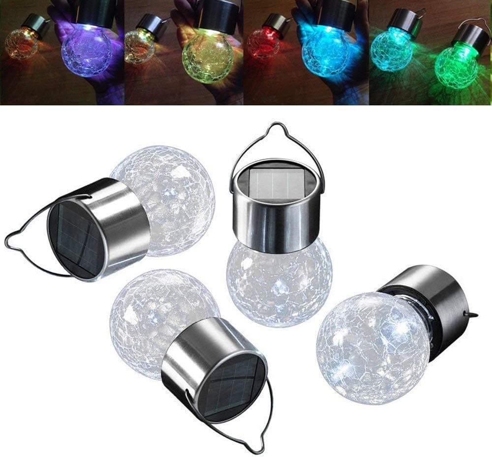 Flower Solar Lights Outdoor Decorative- Solar Stake Lights with 8 Lily Flowrs- Multi-Color Changing LED Solar Stake Decorative Lights for Garden, Patio, Backyard ((Rainbow Color))
