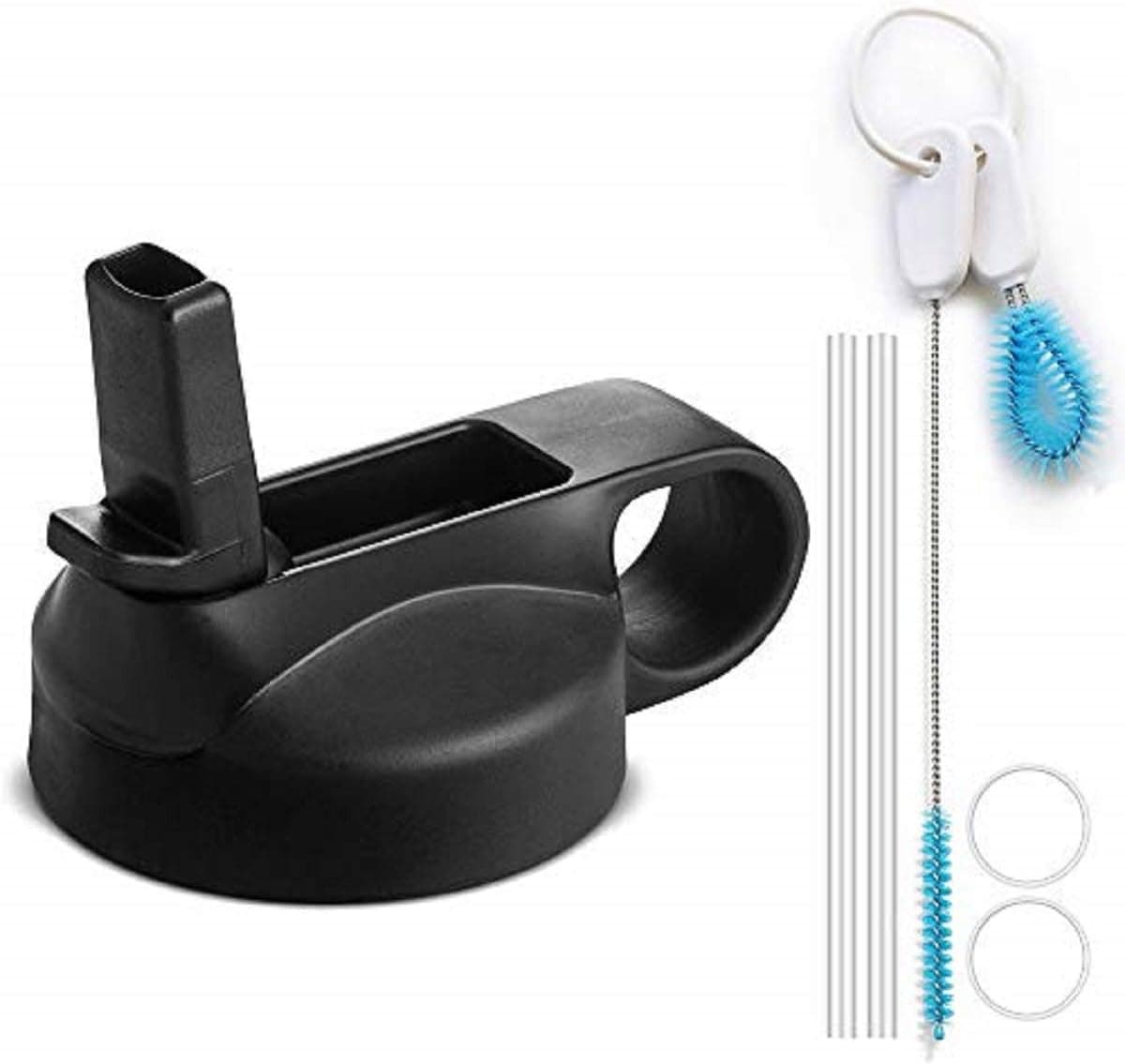 ALIENSX Wide Mouth Straw Lid for Hydro Sports Water Bottle Flask 12-64oz,with Brush Set,Straw and Gaskets/Seals/Rubber Stoppers - BPA Free