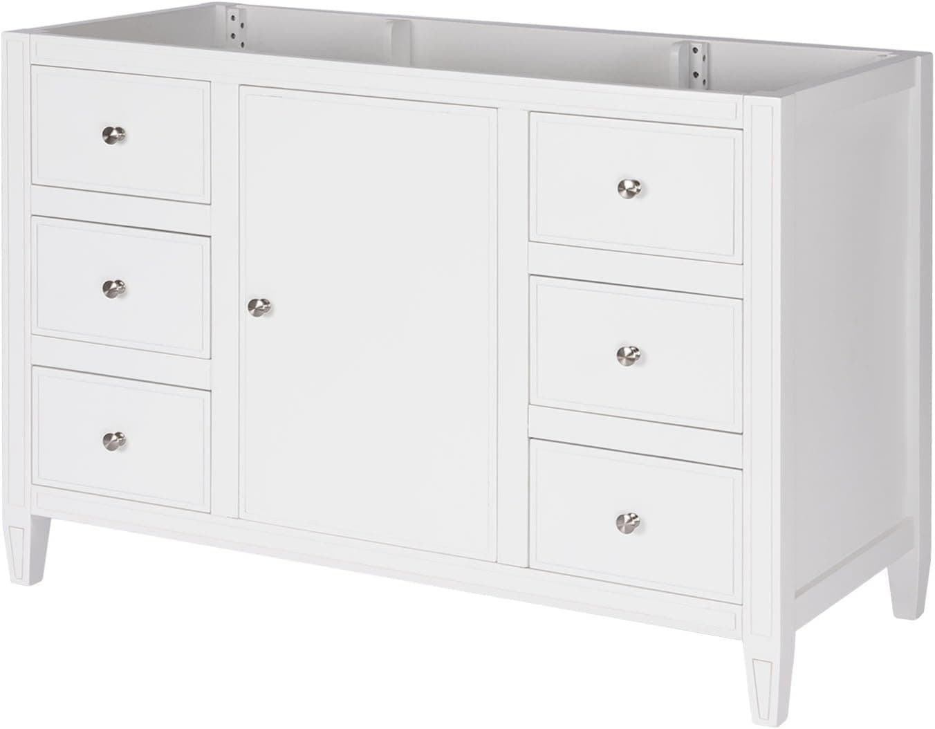 Maykke Cecelia 48" Bathroom Vanity Cabinet 6 Drawer, 1 Door Solid Wood Frame White Finish New England Style Single Surface Mounted Vanity Base Cabinet Only with Routed Details YSA1144801