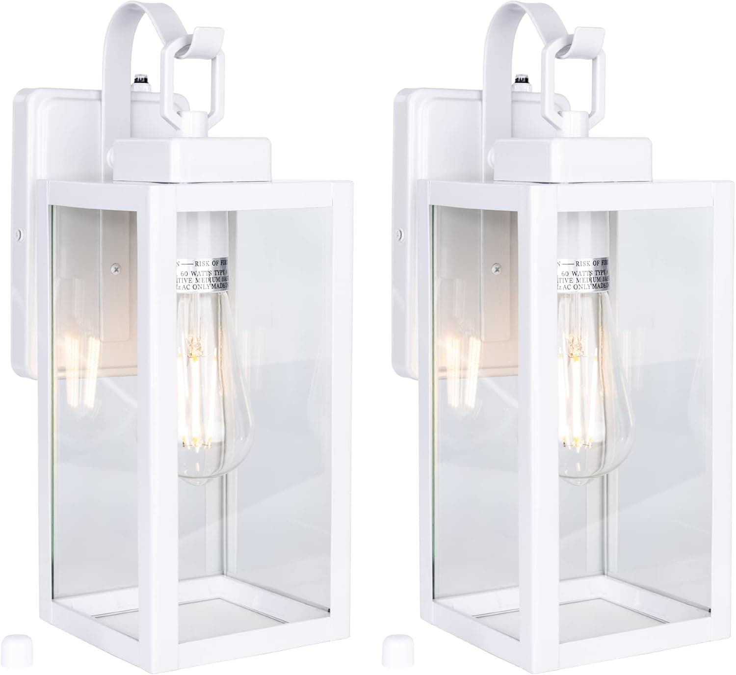 YoonLIT SMARTLIFE Dusk to Dawn Outdoor Wall Lantern, Wall Sconce as Porch Light Fixtures, Anti-Rust Galvanized Housing Plus Clear Glass, Bulb NOT Included, White, 2-Pack