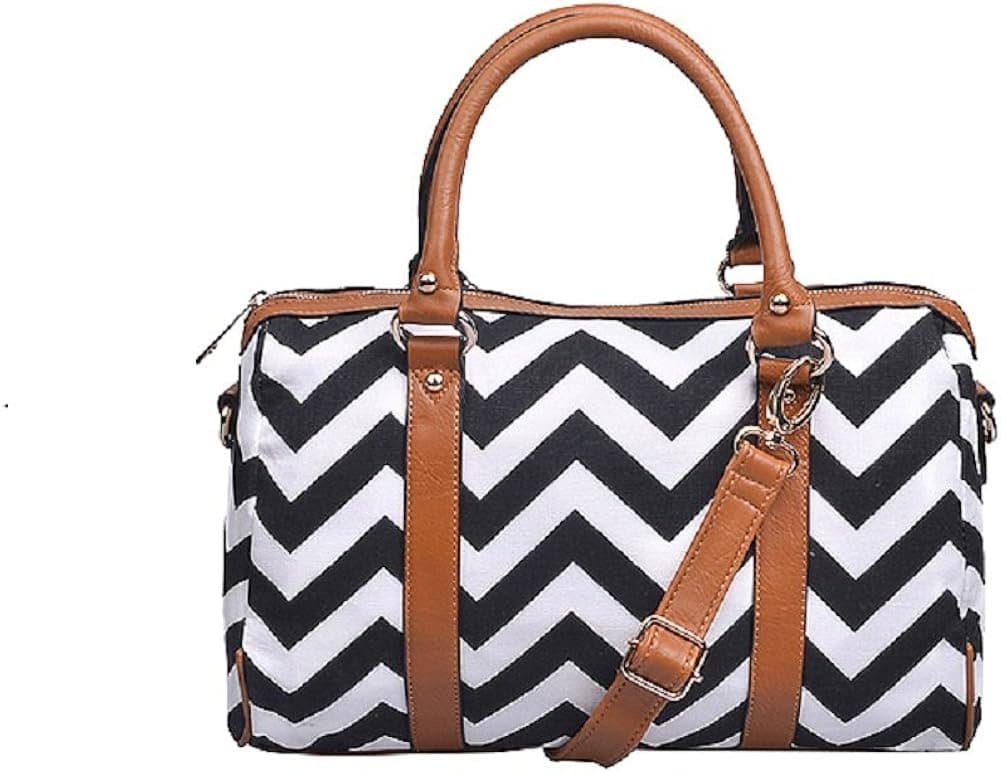 Women's Nautical Chevron Zig Zag Stripe Doctor Bag Style Handbag