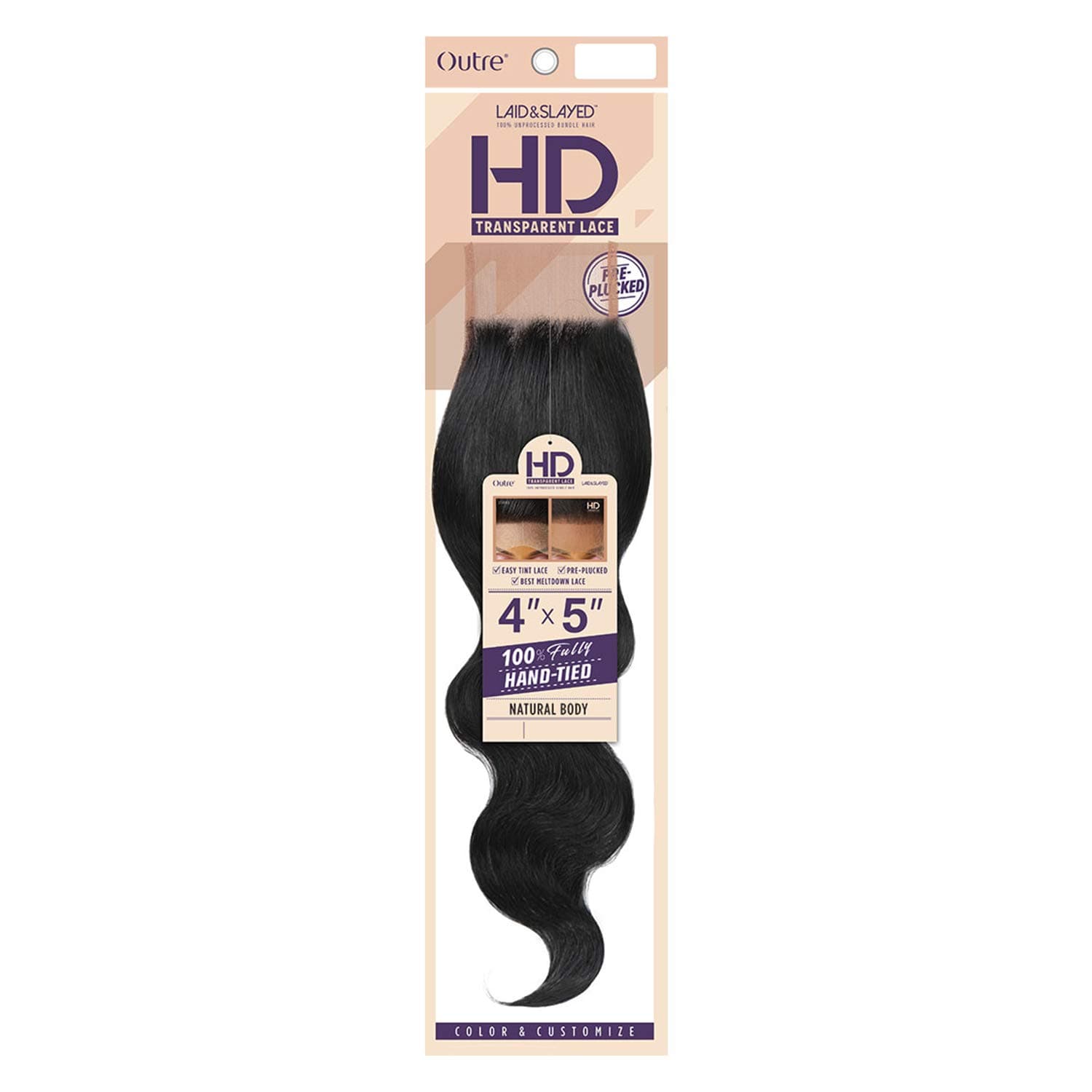 Outre Laid and Slayed Unprocessed Human Hair 4X5 HD Transparent Lace Closure Body (12, NBRN)