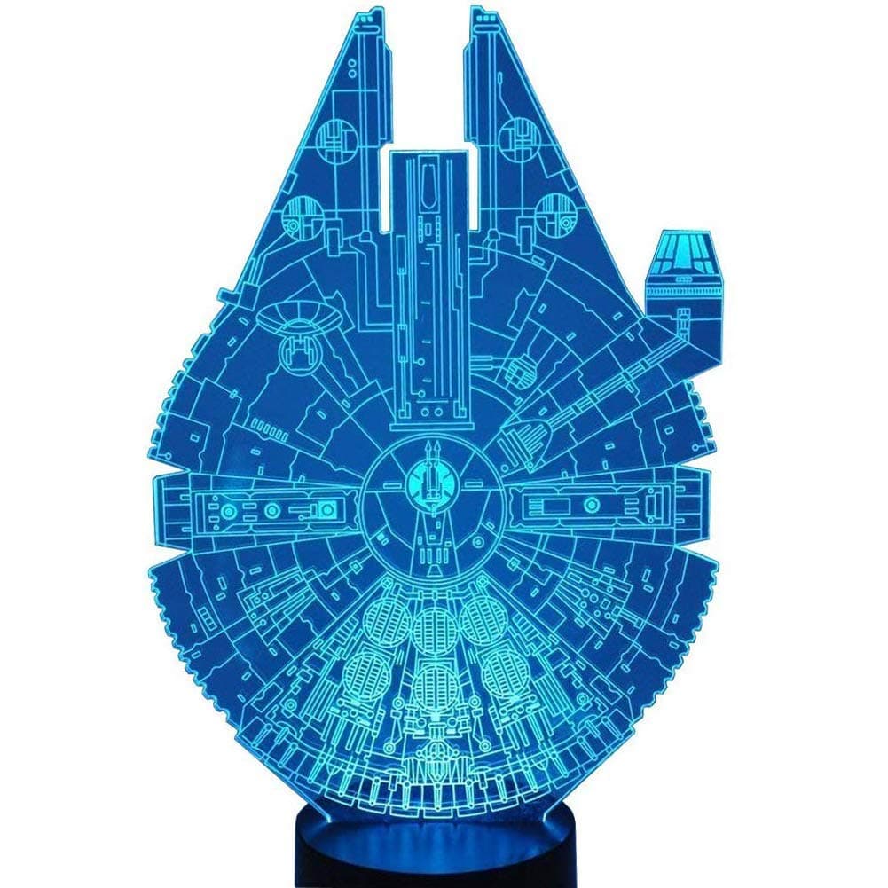 7 Color Changing Night Lamp 3D Atmosphere Bulbing Light 3D Visual Illusion LED Lamp for Kids Toy Christmas Birthday Gifts (Millennium Falcon)