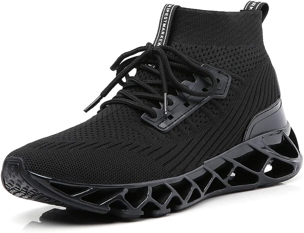 Men Sport Running Sneakers Tennis Athletic Walking Shoes Mesh Breathable Comfort Fashion Casual Gym Runner Jogging Trainers All Black Size 12.5