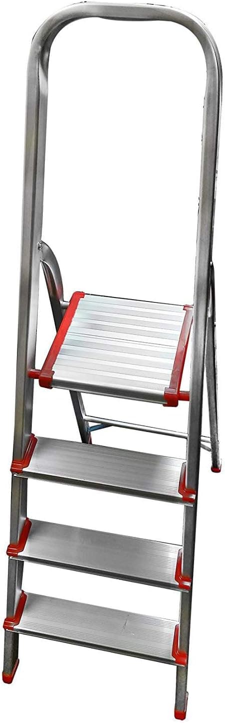 LavoHome 330lbs Upper Reach Lightweight Reinforced Aluminum Folding Step-Ladder Stool Household Kitchen Stool Ultra Light with Platform (4 Step)